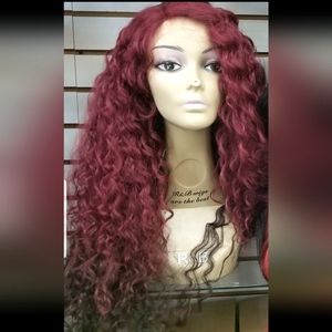 Motown Tress Deep Lace Part Front Shore DXWINE/ 99J Wine Ombre Wavy Curls Long